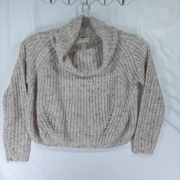 moon & madison Sweaters - Moon & Madison Cream Confetti Speckled Cowl Neck Chunky Knit Sweater Large